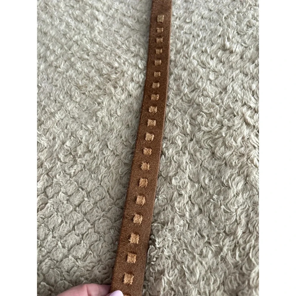 Calvin Klein Jeans Large Distressed Metallic Gold Brass Leather Belt Large VTG
